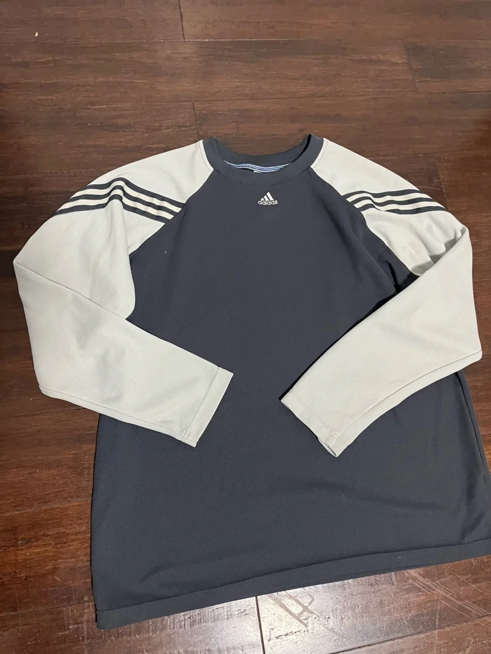 adidas Men’s Black Body with Light Gray Raglan Sleeve Crew